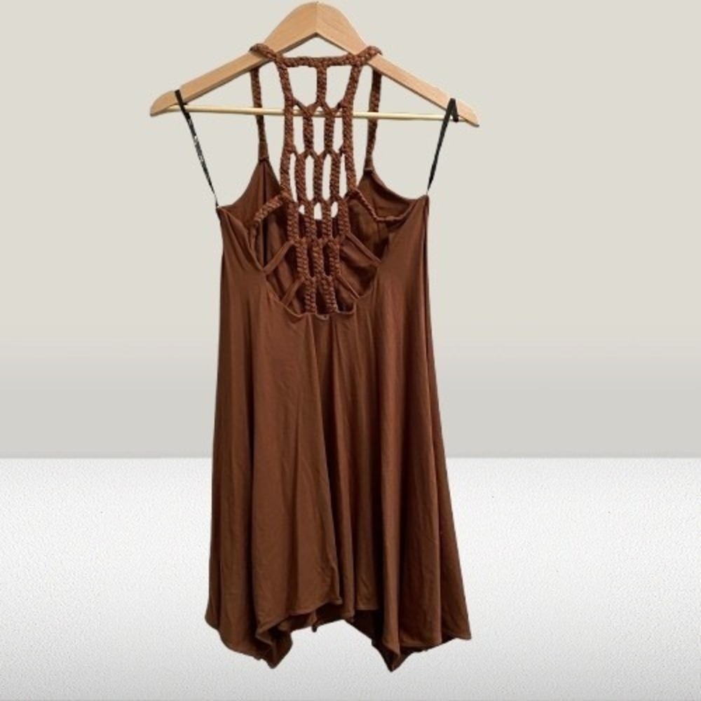 NEW Sky Racerback Women's Mini Dress Braided‎ Leather Back XS
